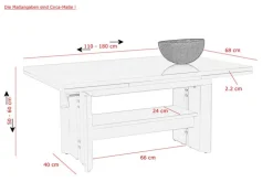 Couchtisch DARIO 110-180 x 68 cm weiß