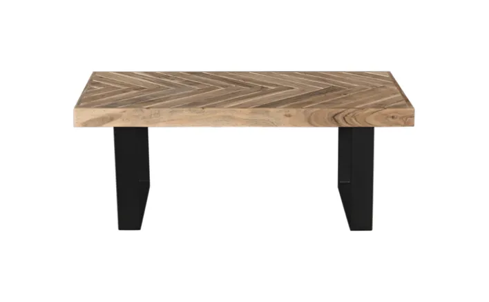 Couchtisch LUANDA 110 x 60 cm Massivholz Akazie natur/schwarz