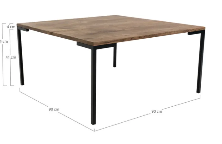 Couchtisch LUGANO 90 x 90 cm Eiche/ schwarz