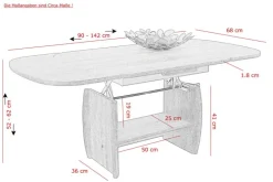 Couchtisch MICHAEL III 90-142 x 68 cm Buche Dekor