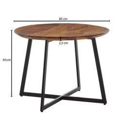 Couchtisch rund 60 x 45 cm Sheesham massiv/Schwarz
