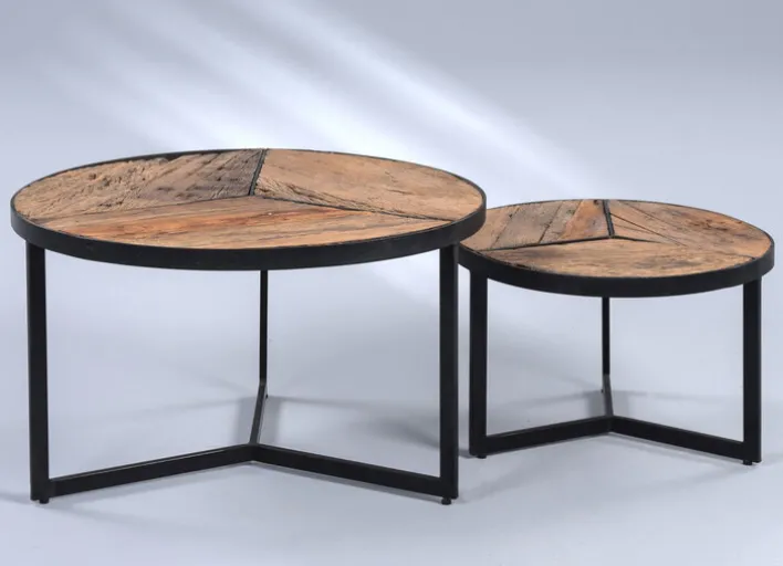 Couchtisch rund SINGAPUR 2er Set braunschwarz