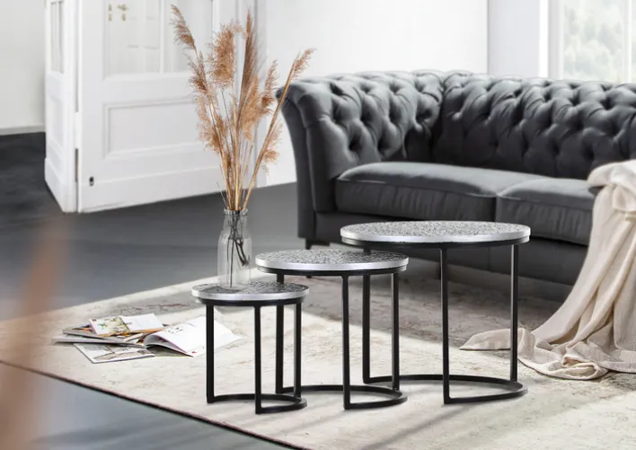 Couchtisch Set TEATIME 3-tlg. schwarz/silber