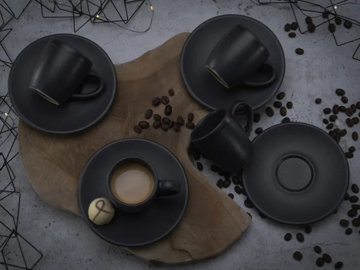 CreaTable Espressotasse SOFT TOUCH 6er Set 70 ml Steinzug schwarz