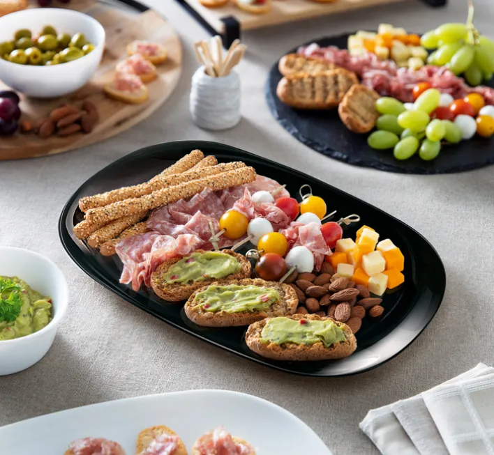 CreaTable Grillteller ITALIEN PARTY 34 cm Glas schwarz