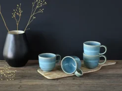 CreaTable Kaffeebecher YUKI 6er Set 370 ml Hochwertiges Steinzug