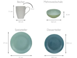 CreaTable Kombiservice NATURE COLLECTION REACTIVA AQUA 16-teilig