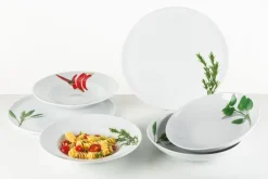 CreaTable Pastabowl KRÄUTER BASILIKUM 6er Set weiß
