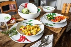 CreaTable Pastabowl KRÄUTER CHILLI 6er Set weiß