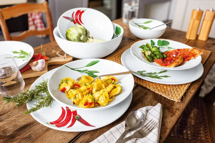 CreaTable Pastateller KRÄUTER ROSMARIN 6er Set weiß