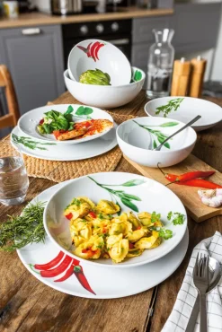 CreaTable Pastateller KRÄUTER ROSMARIN 6er Set weiß