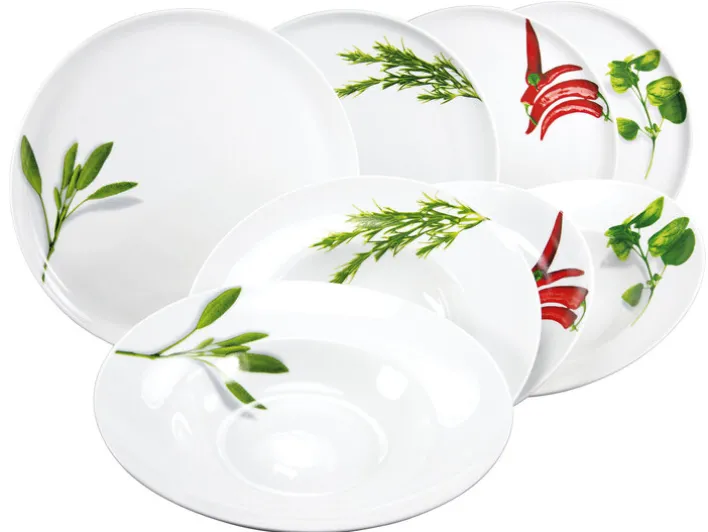 CreaTable Pastateller KRÄUTER ROSMARIN 6er Set weiß