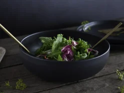 CreaTable Salatschüssel UNO SCHWARZ Steinzeug glasiert rund 28 cm Schwarz