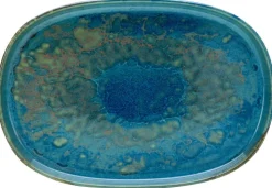 CreaTable Servierplatte YUKI 33 cm Hochwertiges Steinzeug blau/weiß