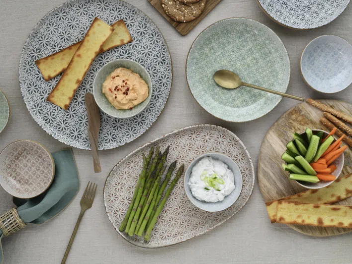 CreaTable Teller-Set UNO EMILIANA MIX Steinzeug 12-tlg. rund Mehrfarbig