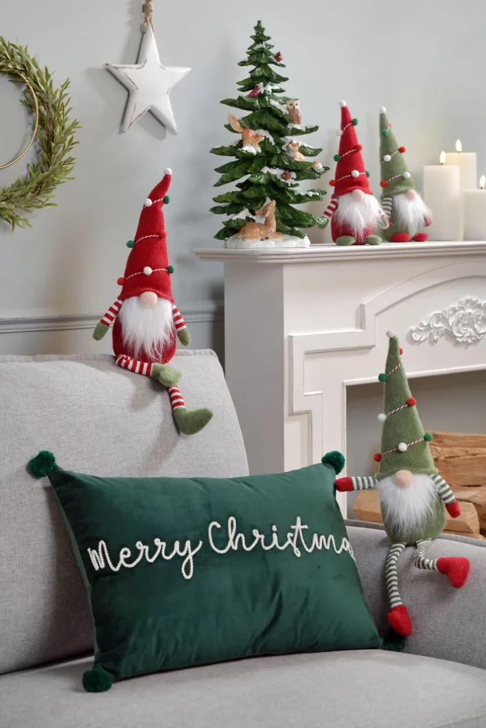 Dekofigur MERRY CHRISTMAS Kantenhocker - Wichtel - Kunststoff 47 x 14 x 9 cm Rot