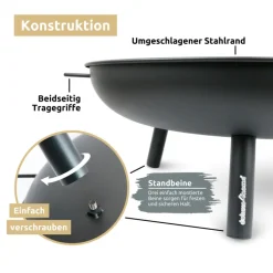 deluxe4home Feuerschale XL 58 cm schwarz