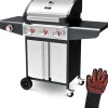 deluxe4home Gasgrill GRILLWAGEN XXL 131 x 54 cm silberfarbig /schwarz