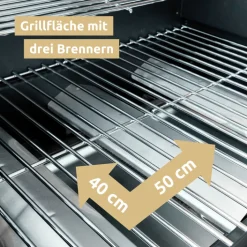 deluxe4home Gasgrill GRILLWAGEN XXL 131 x 54 cm silberfarbig /schwarz