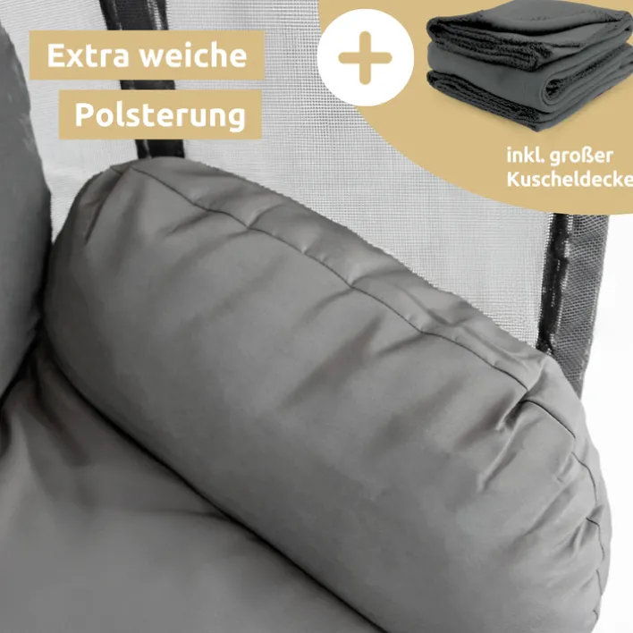 deluxe4home Hängesessel mit Gestell MODERN 3-tlg schwarz /anthrazit