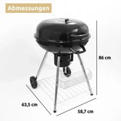 deluxe4home Holzkohlegrill KUGEL 64 x 59 cm schwarz