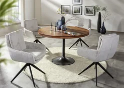 Drehsessel ALICE Cordbezug beige/schwarz