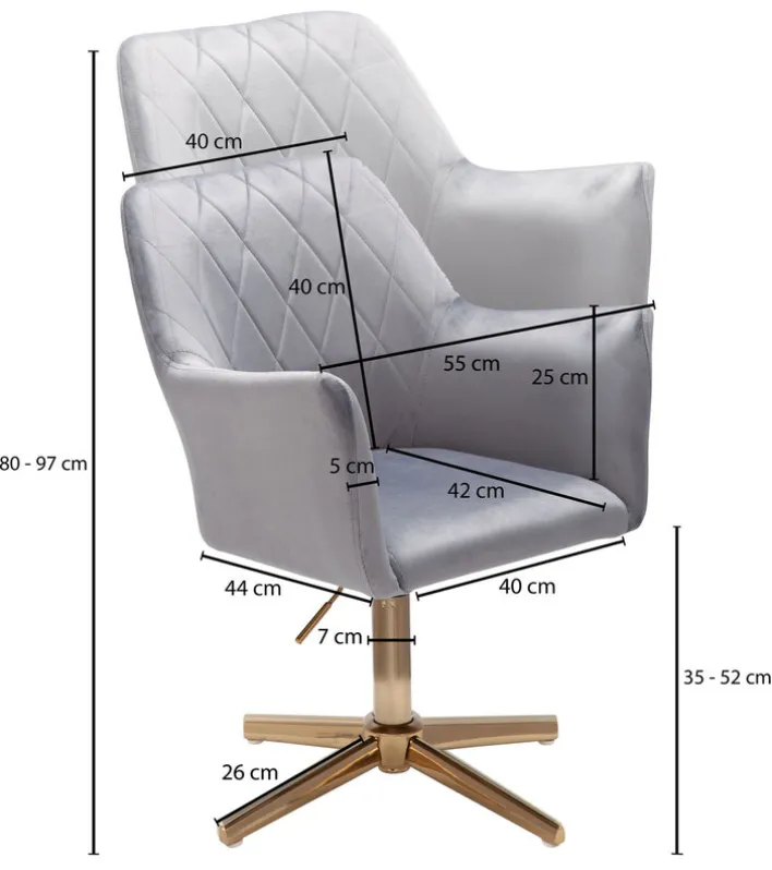 Drehstuhl 55 x 97 cm grau