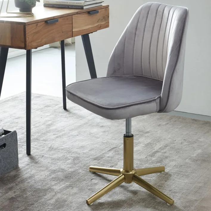 Drehstuhl 47 x 100 cm grau gold