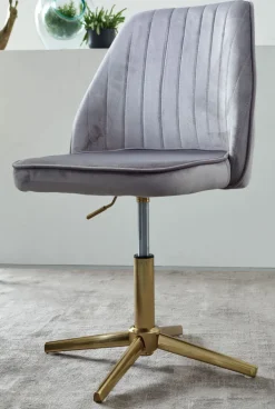 Drehstuhl 47 x 100 cm grau gold