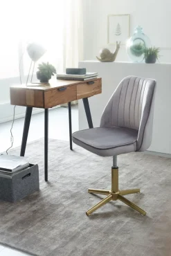 Drehstuhl 47 x 100 cm grau gold