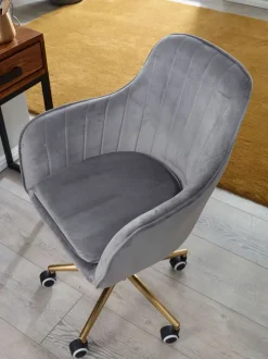 Drehstuhl hellgrau/ goldfarbig