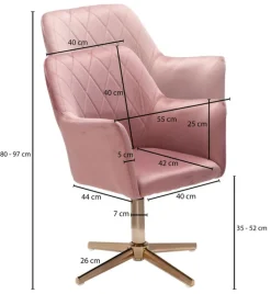 Drehstuhl inklusive Armlehne rosa/ goldfarbig