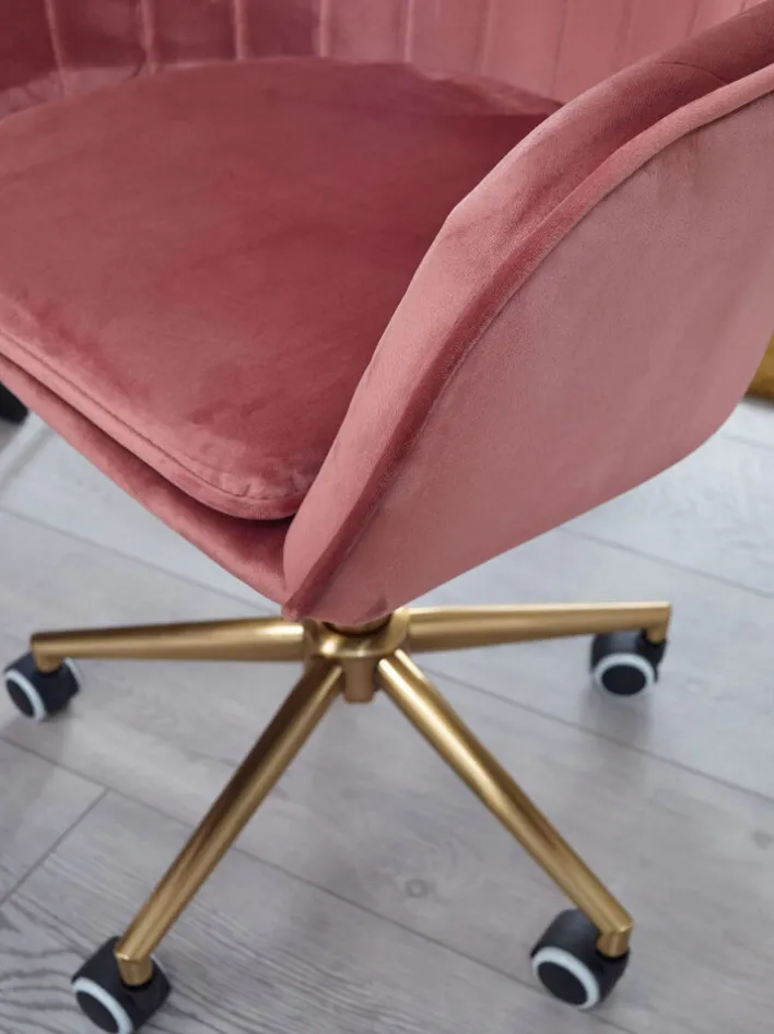 Drehstuhl inklusive Rollen rosa/ goldfarbig