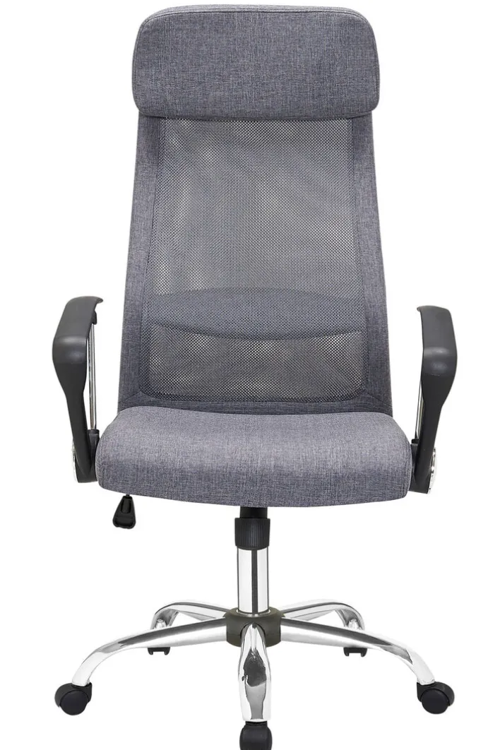 Drehstuhl mit Armlehnen Chromfarbig/ Mesh Grau