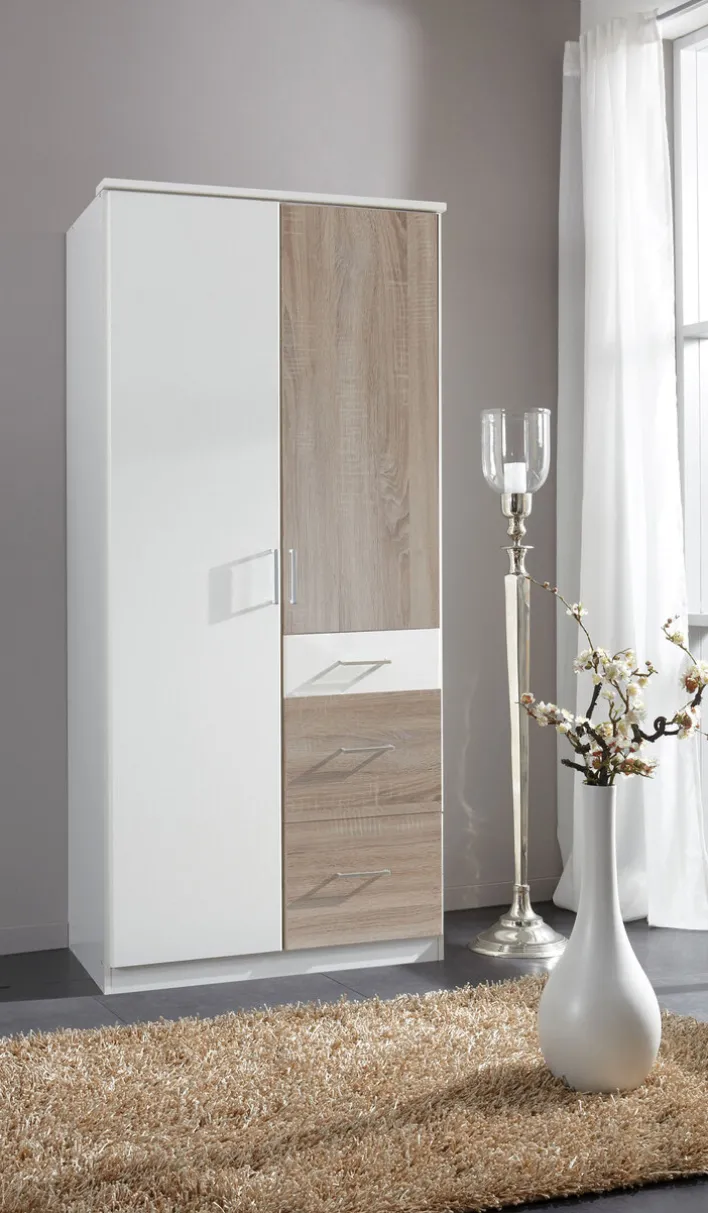 Drehtürenschrank CLICK weiß/ braun