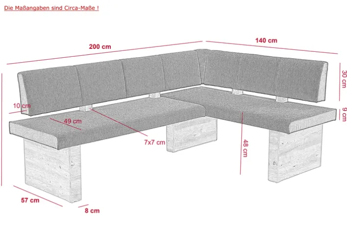 Eckbank LINN Webstoff anthrazit/ Eiche Artisan NB