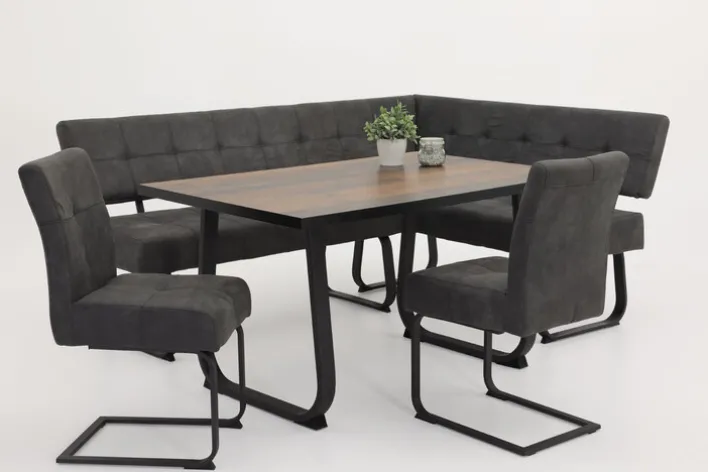 Eckbank LUISE 202 x 152 cm anthrazit