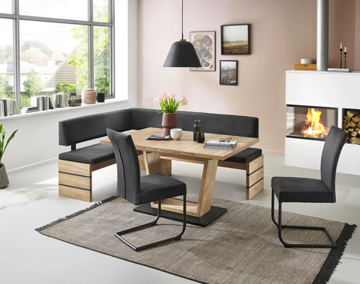 Eckbank MARIE 155 x 205 cm Microfaser Arizona Graphit