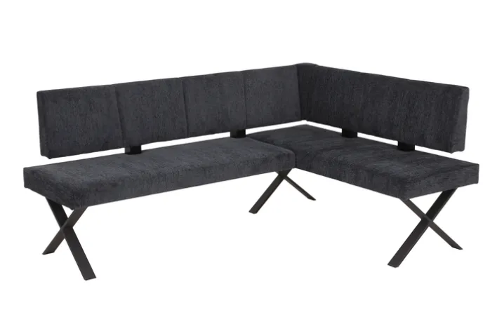 Eckbank MARION 200x140 cm Teddyoptik anthrazit