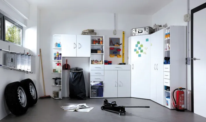 Eckschrank-Lösung MULTIRAUMKONZEPT 95 x 185 x 95 cm weiß