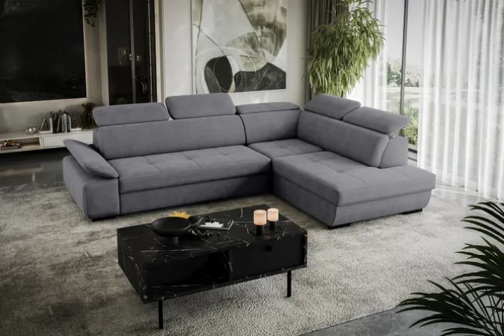 Ecksofa LISBON 286 x 216 cm grau