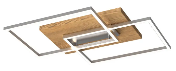 ELOBRA CCT LED Deckenlampe PANAMA 42 x 50 cm Nickelfarbig mit Holz