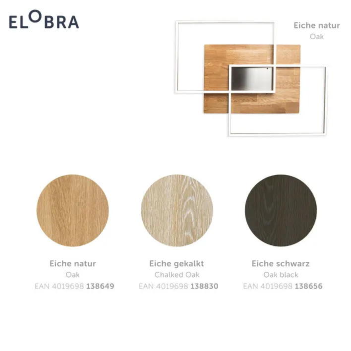 ELOBRA CCT LED Deckenlampe PANAMA 42 x 50 cm Nickelfarbig mit Holz