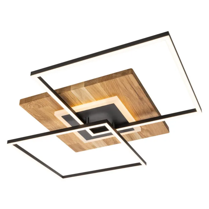 ELOBRA LED Deckenlampe PANAMA II 61 x 61 cm schwarz /Holz