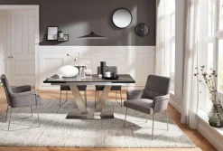 Esstisch 160-240 x 90 cm Oxydo Darknight / Edelstahl