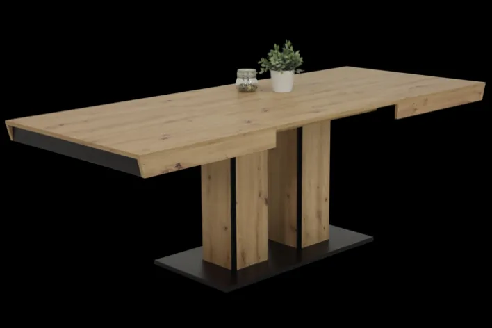 Esstisch AGNES 140 (220) x 90 cm Artisan-Eiche-Dekor braun/Dekor schwarz