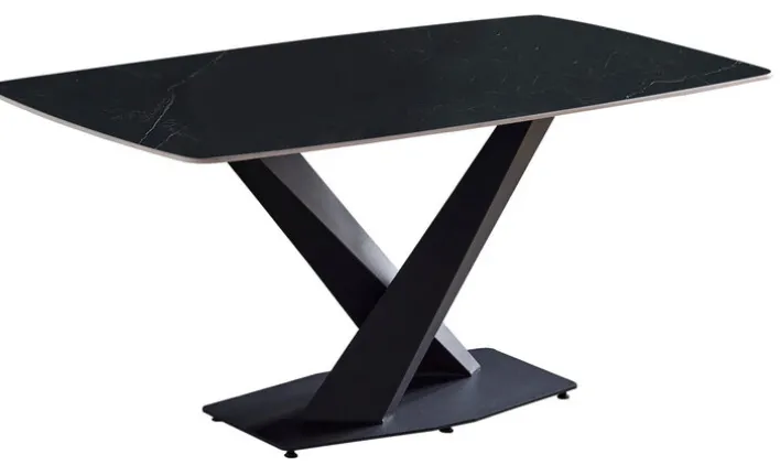 Esstisch AMSTERDAM Tischplatte Keramik schwarz matt 180 x 90 cm