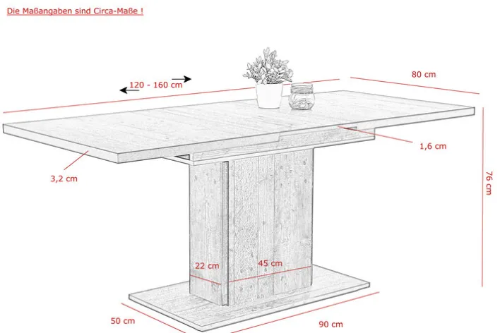 Esstisch ARIANA 120-160 x 80 cm braun