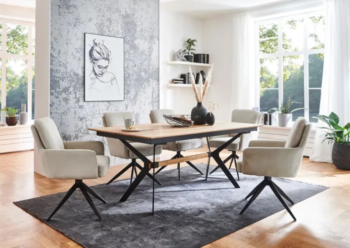 Esstisch BORNEO 180 (280) x 100 cm Balkeneiche Natur massiv