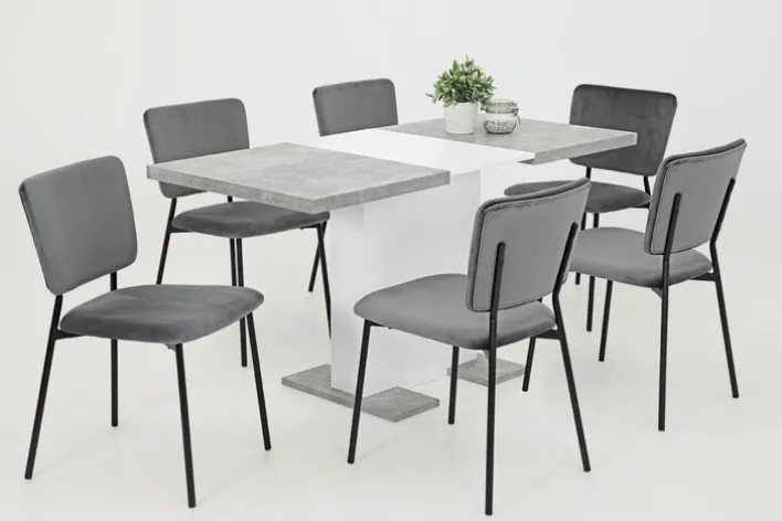 Esstisch BRITT 110-150 x 90 cm weiß /Betonoptik